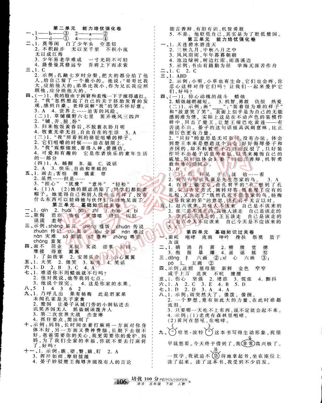 2015年王朝霞培优100分五年级语文下册人教版 第2页