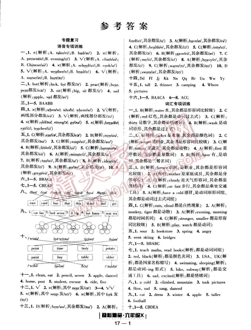 2015年勵(lì)耘書業(yè)浙江期末六年級(jí)英語下冊(cè) 第1頁