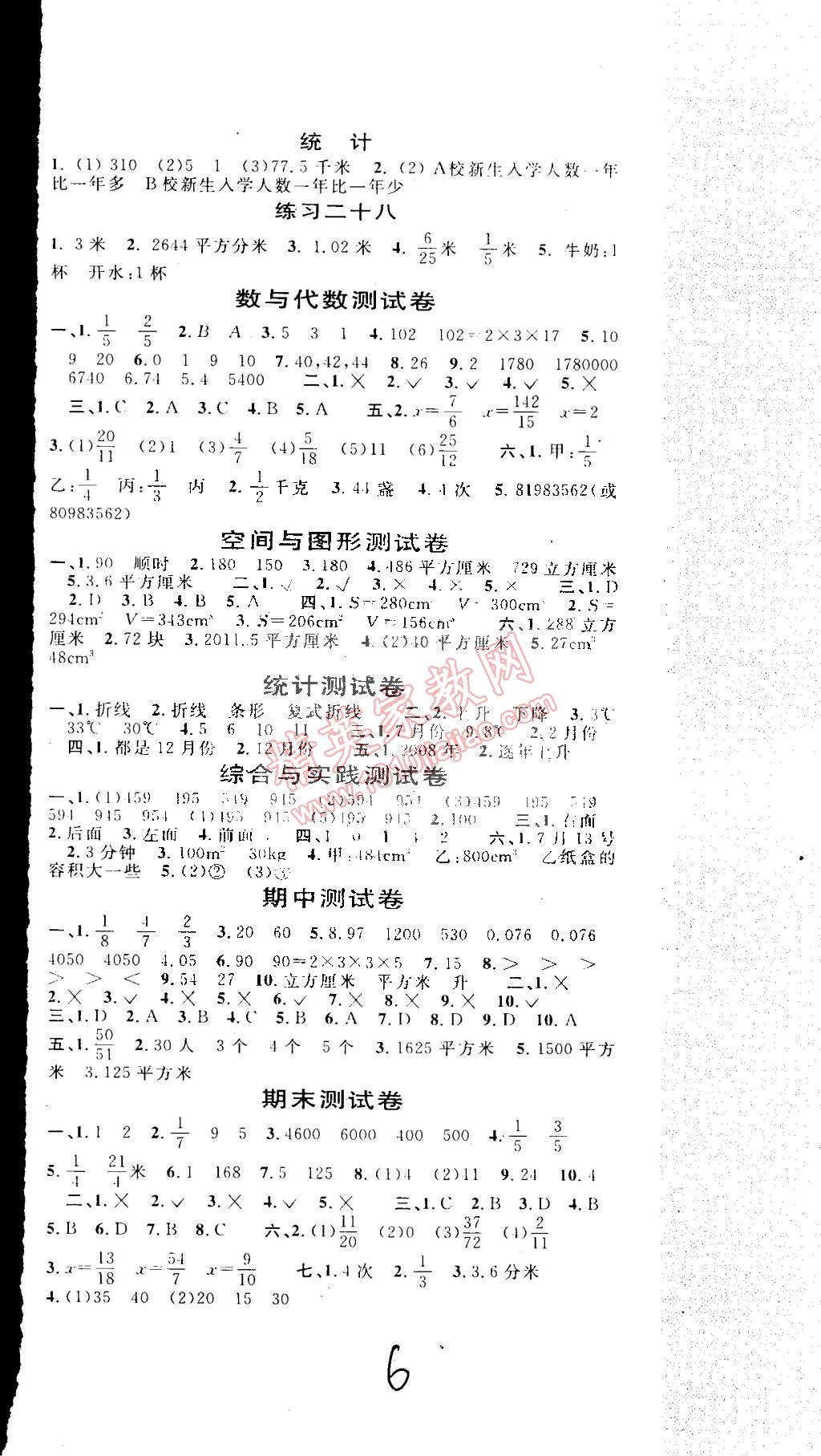 2015年課時掌控隨堂練習(xí)五年級數(shù)學(xué)下冊人教版 第6頁