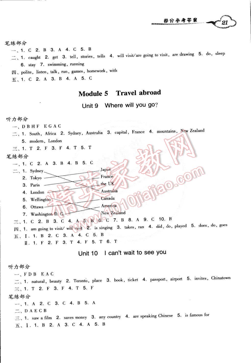 2015年小學(xué)英語(yǔ)雙基同步導(dǎo)學(xué)導(dǎo)練六年級(jí)下冊(cè)廣州版 第21頁(yè)