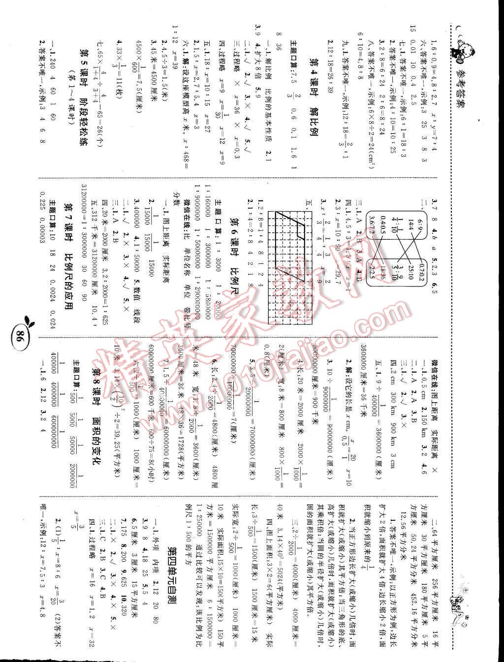 2015年全優(yōu)設(shè)計課時作業(yè)本六年級數(shù)學(xué)下冊蘇教版 第4頁