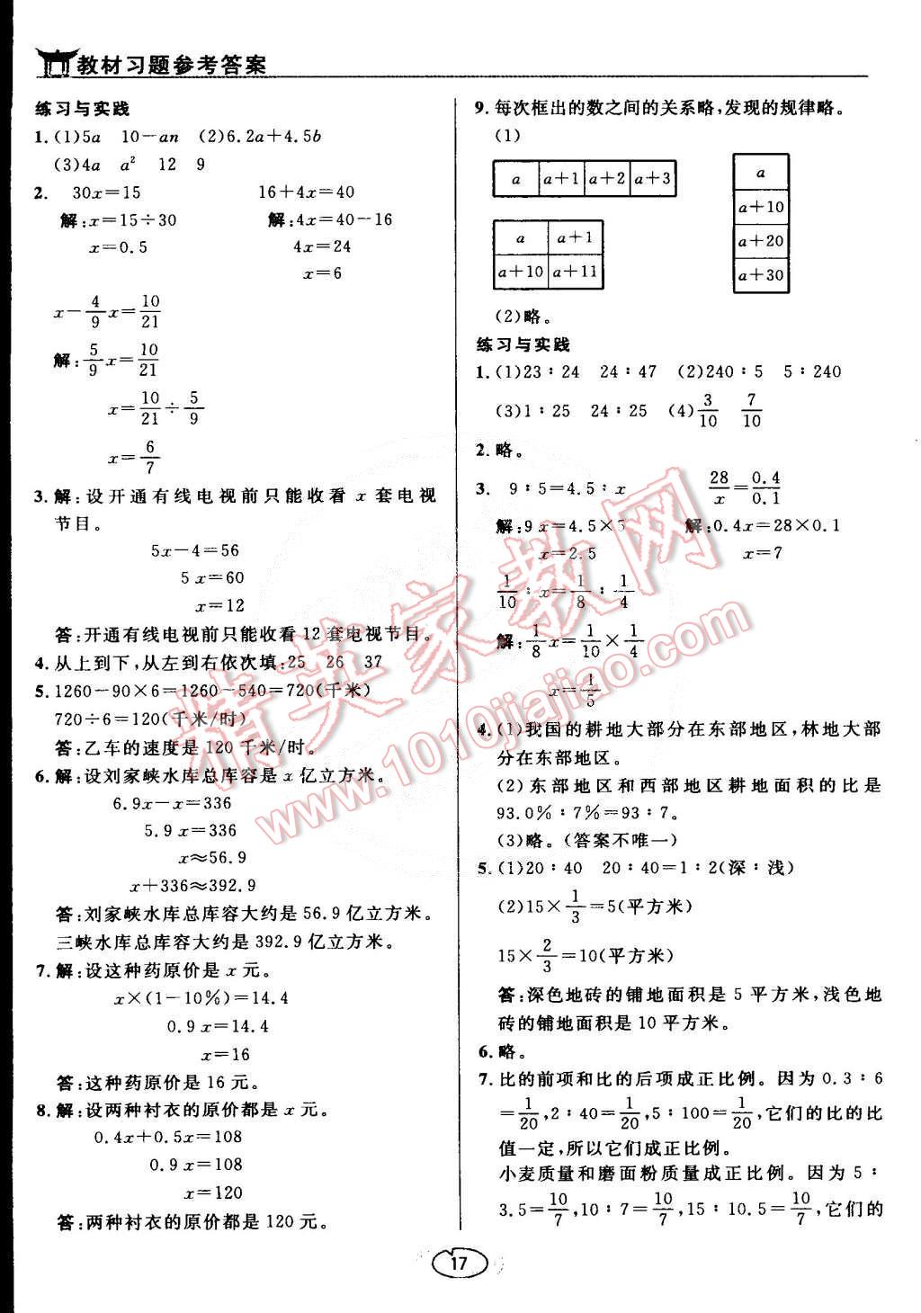 課本六年級(jí)數(shù)學(xué)下冊(cè)蘇教版 第17頁(yè)