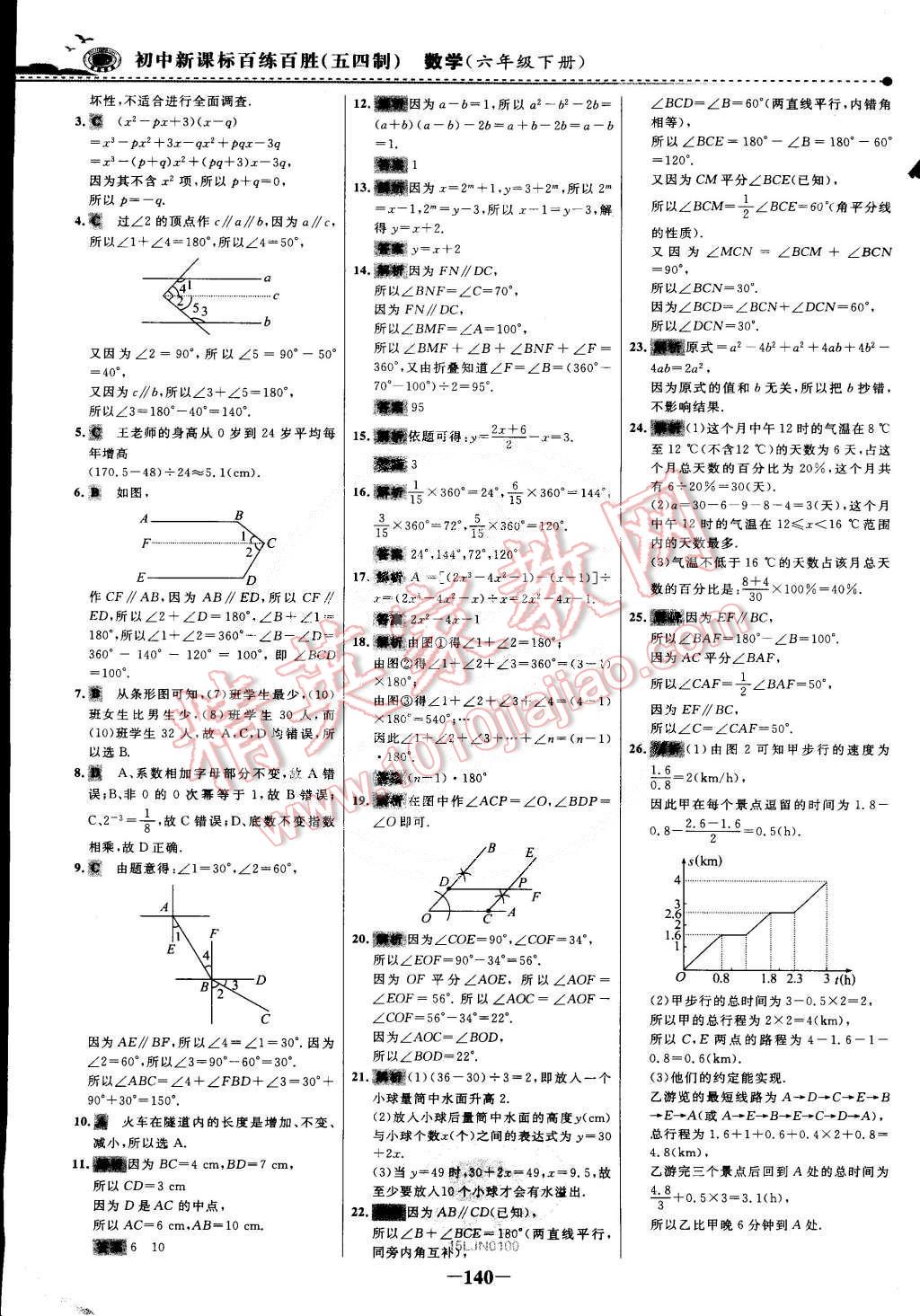 2015年世紀(jì)金榜百練百勝五四制六年級數(shù)學(xué)下冊魯教版 第31頁