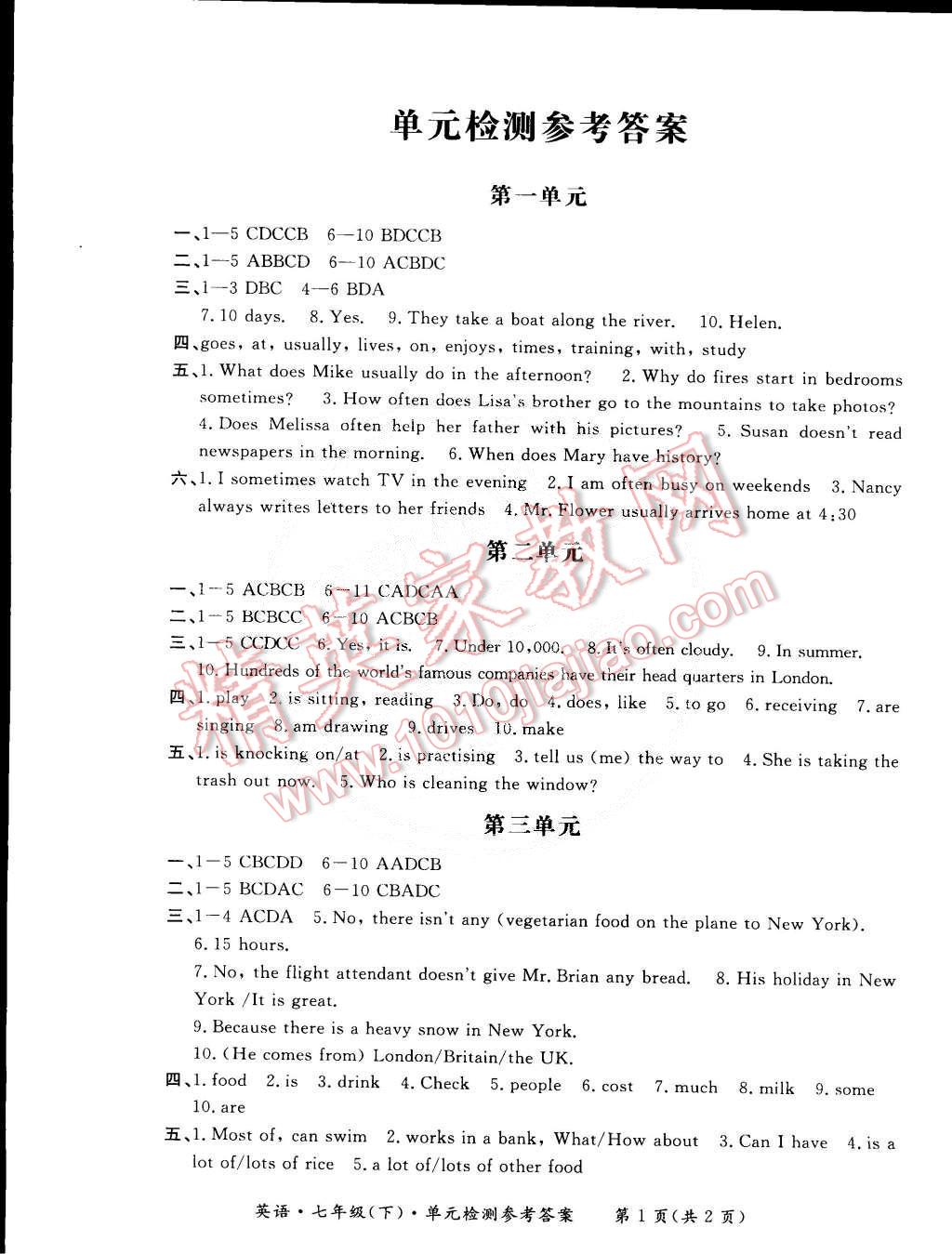 2015年新課標(biāo)形成性練習(xí)與檢測七年級英語下冊 第15頁