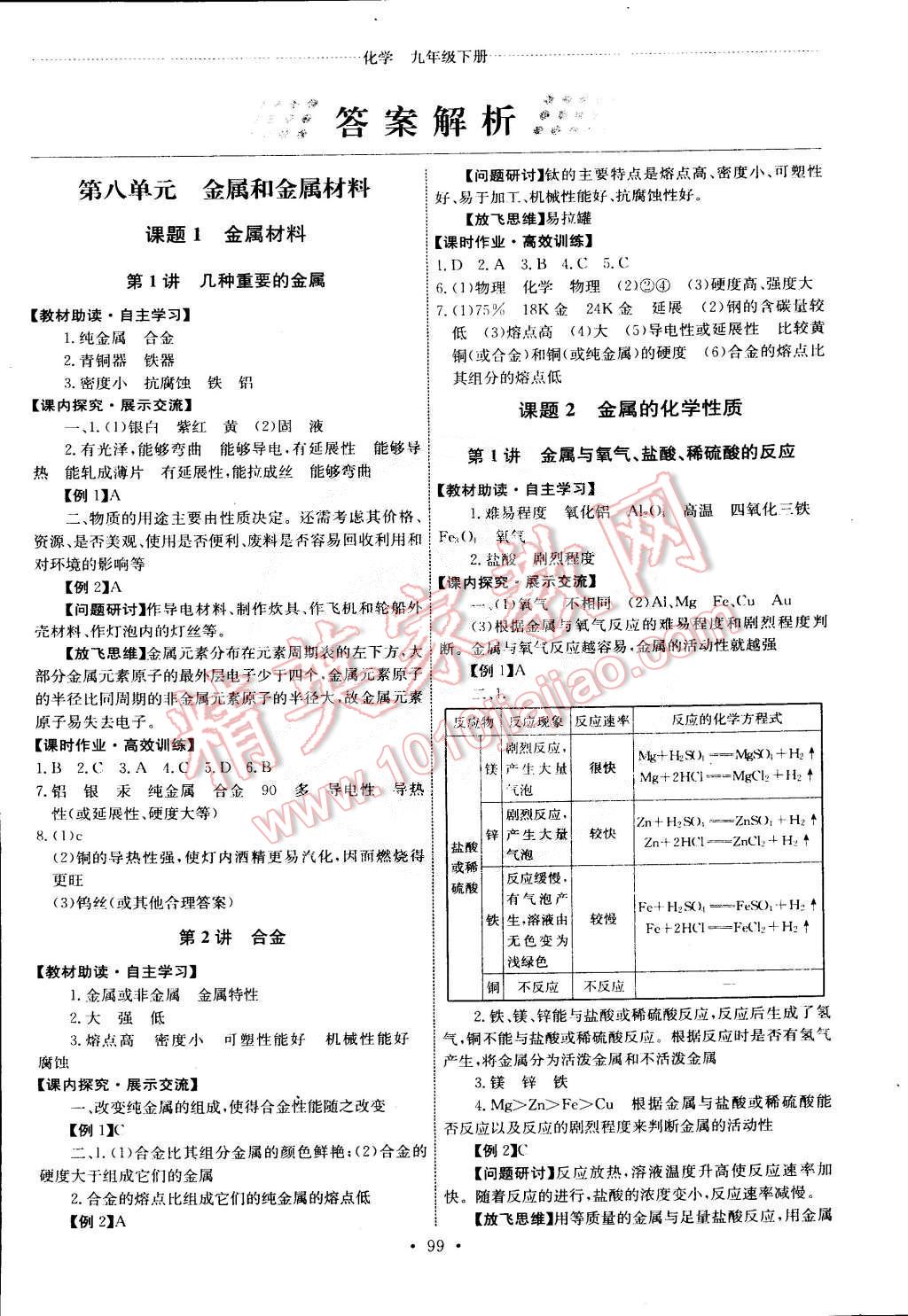 2015年能力培养与测试九年级化学下册人教版 第1页