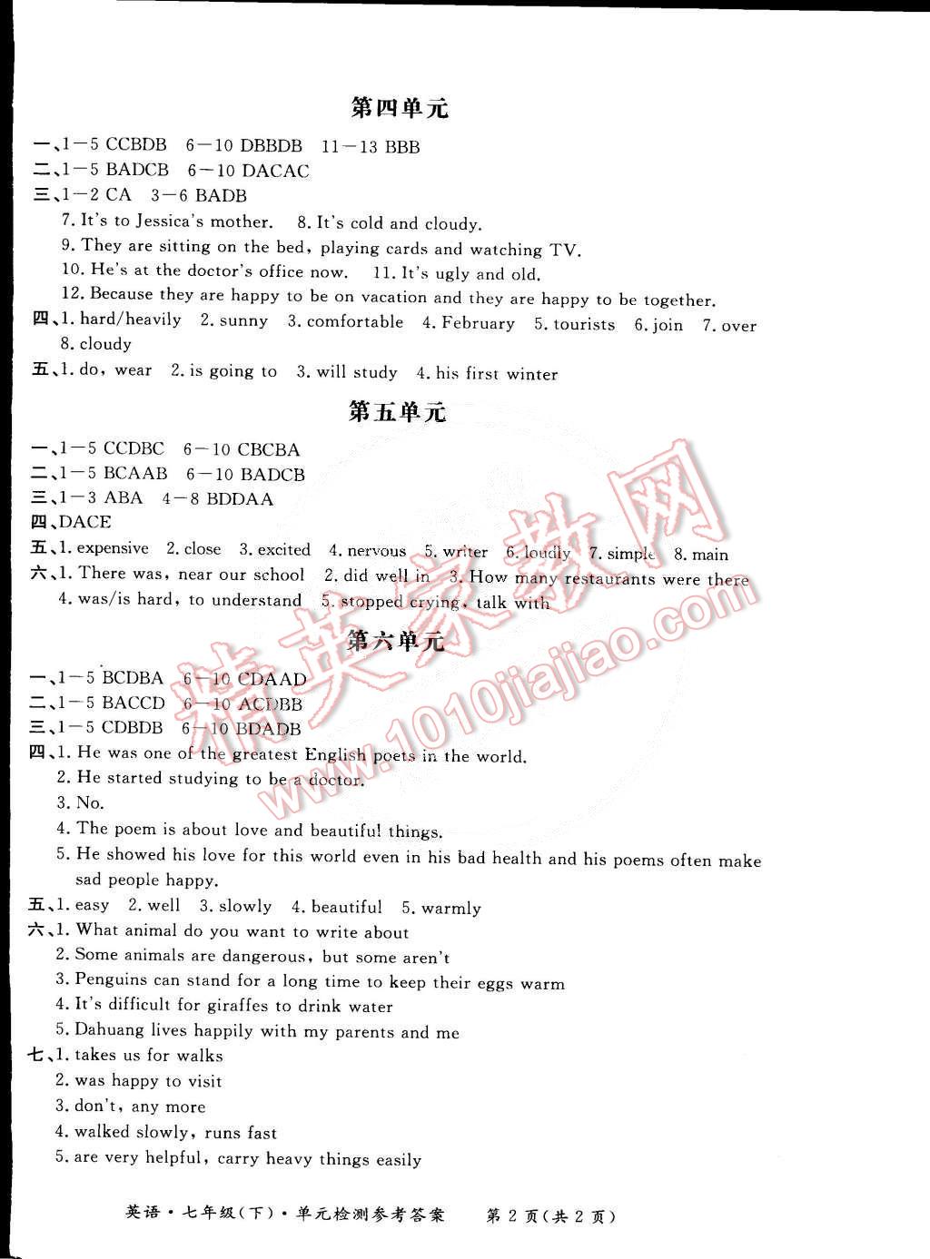 2015年新課標(biāo)形成性練習(xí)與檢測七年級(jí)英語下冊(cè) 第16頁