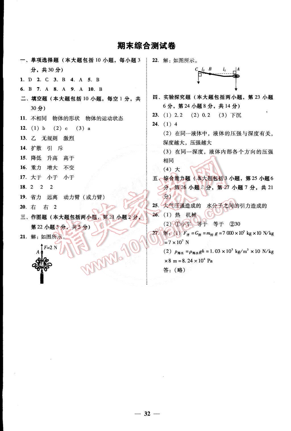 2015年南粵學(xué)典學(xué)考精練八年級物理下冊粵滬版 第4頁