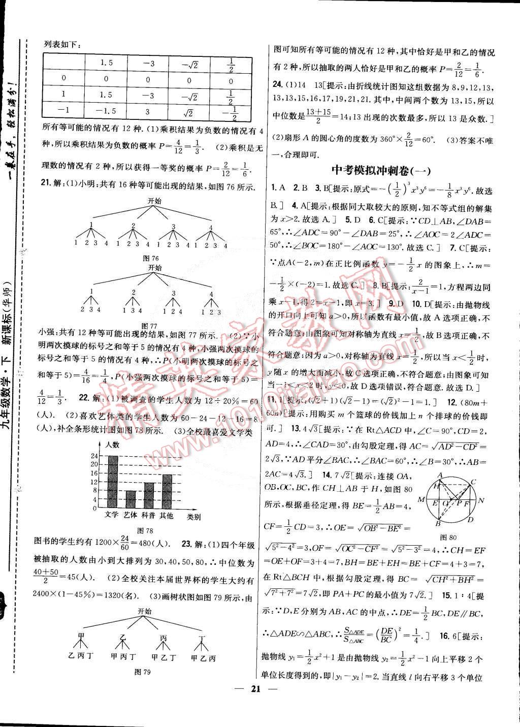 2015年新教材完全考卷九年級(jí)數(shù)學(xué)下冊(cè)華師大版 第21頁