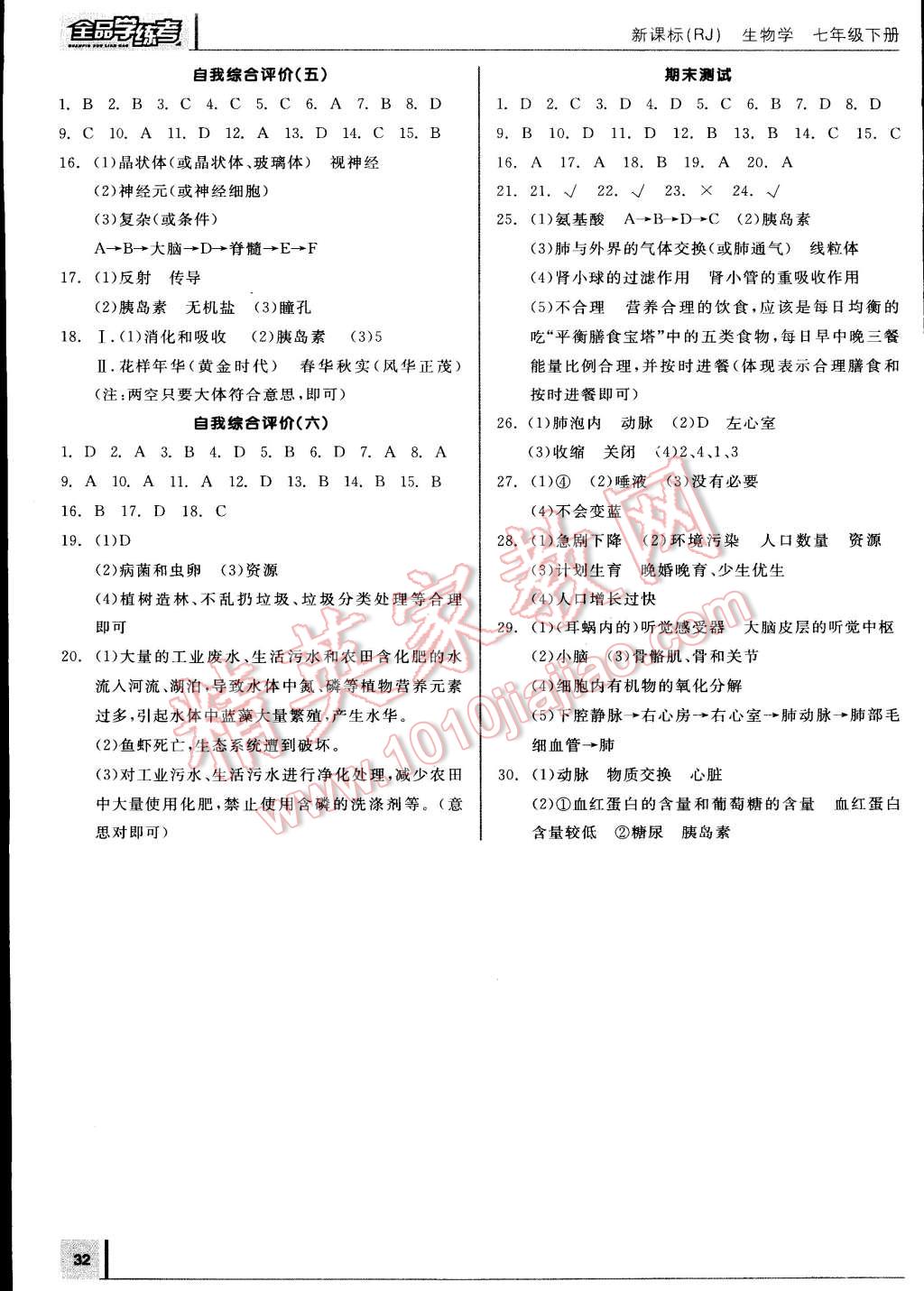 2015年全品学练考七年级生物学下册人教版 第12页