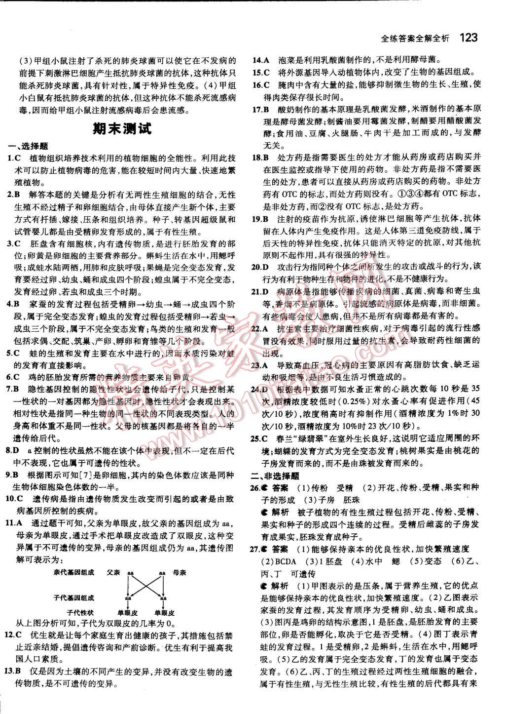 2015年5年中考3年模擬初中生物八年級(jí)下冊(cè)蘇教版 第32頁(yè)