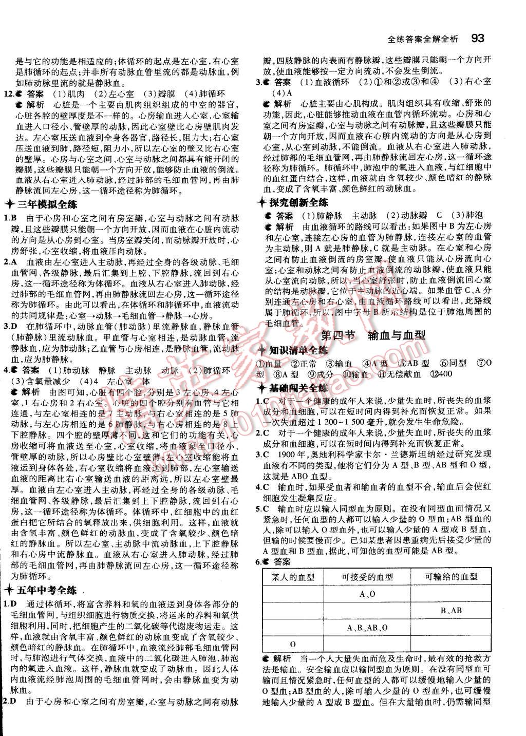 2015年5年中考3年模拟初中生物七年级下册人教版 第43页