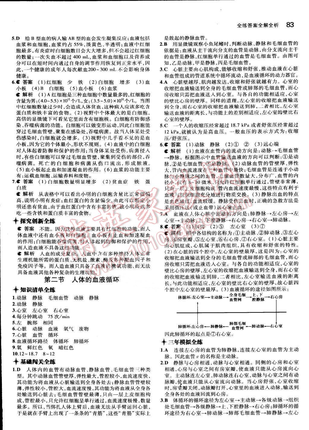 2015年5年中考3年模擬初中生物七年級(jí)下冊(cè)蘇教版 第9頁(yè)