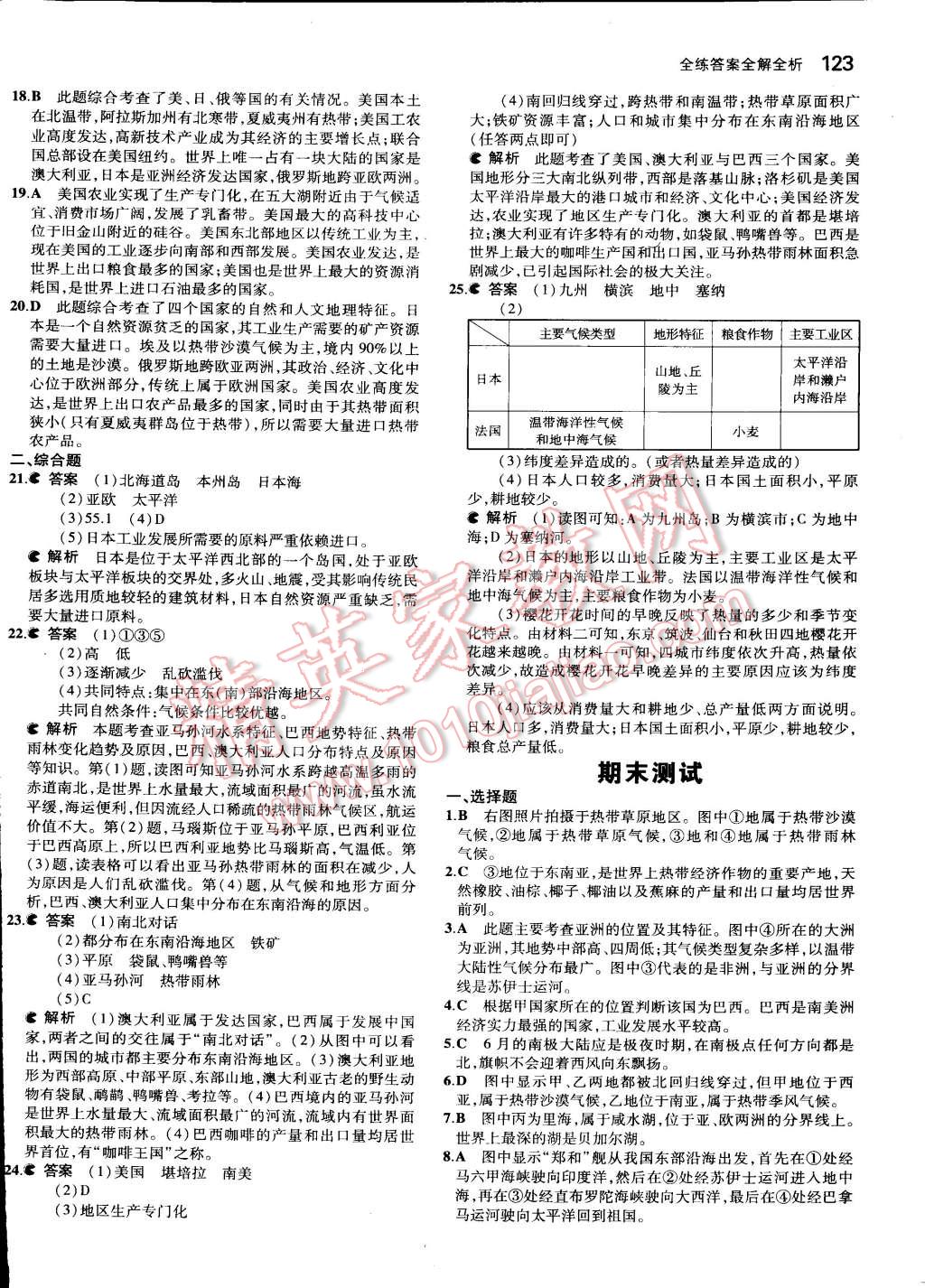 2015年5年中考3年模擬初中地理七年級下冊湘教版 第25頁