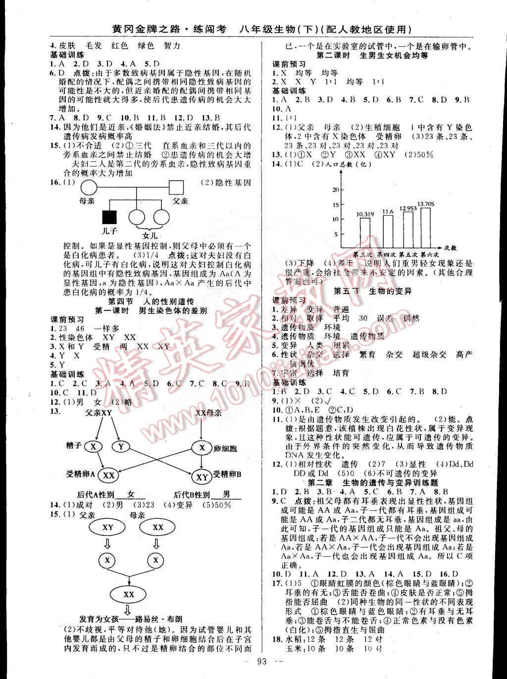 2015年黄冈金牌之路练闯考八年级生物下册人教版 第3页