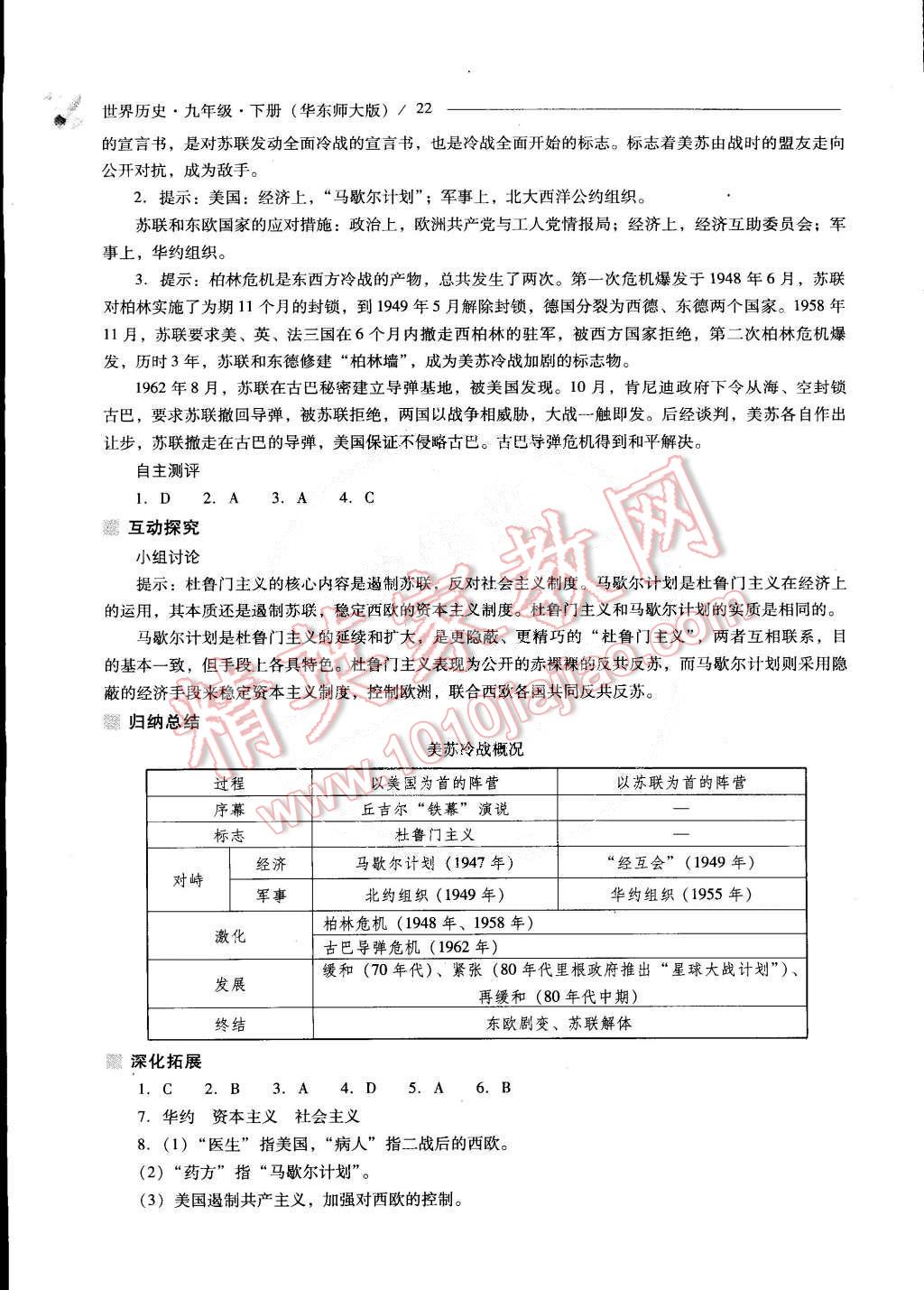 2015年新课程问题解决导学方案九年级世界历史下册华东师大版 第22页