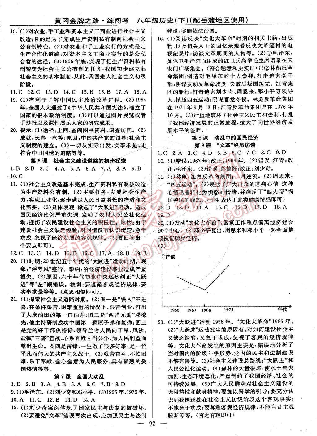 2015年黃岡金牌之路練闖考八年級(jí)歷史下冊(cè)岳麓版 第2頁(yè)