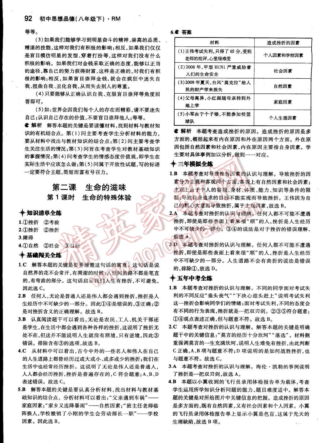 2015年5年中考3年模擬初中思想品德八年級下冊人民版 第40頁