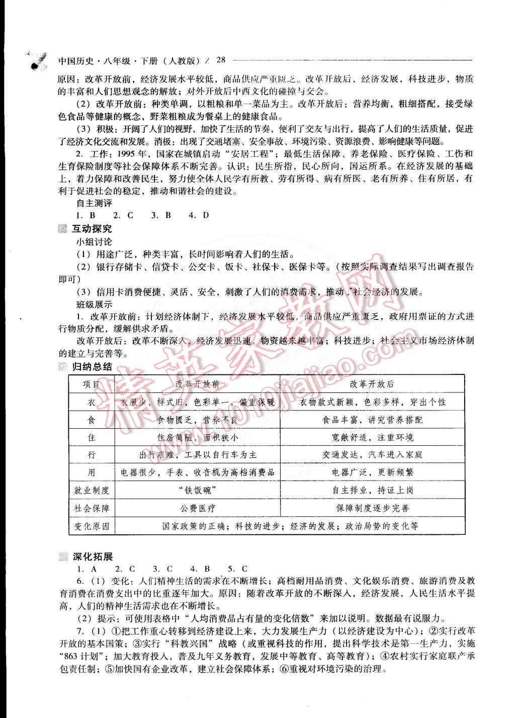 2015年新课程问题解决导学方案八年级中国历史下册人教版 第66页