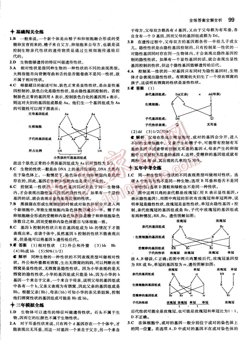 2015年5年中考3年模拟初中生物八年级下册苏教版 第8页