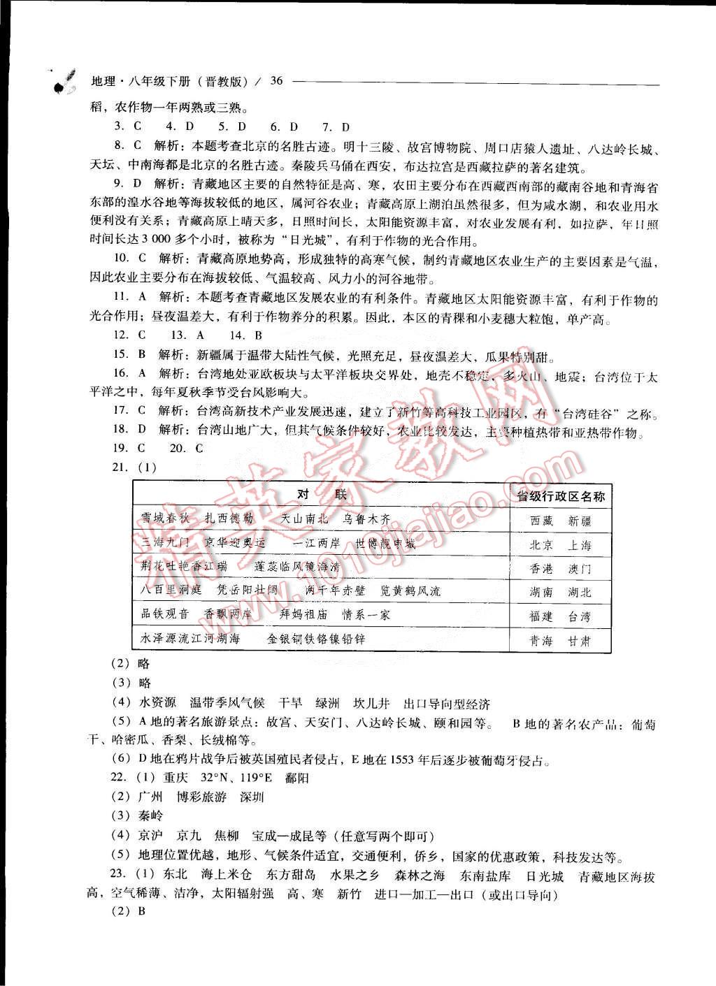 2015年新课程问题解决导学方案八年级地理下册晋教版 第36页