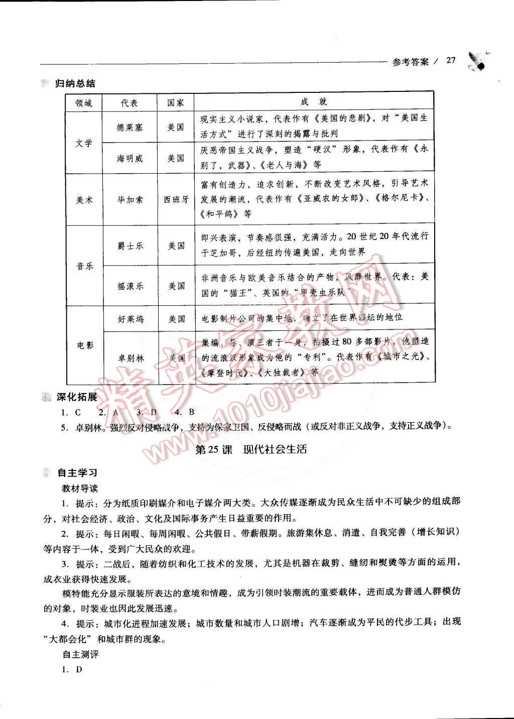 2015年新课程问题解决导学方案九年级世界历史下册华东师大版 第27页