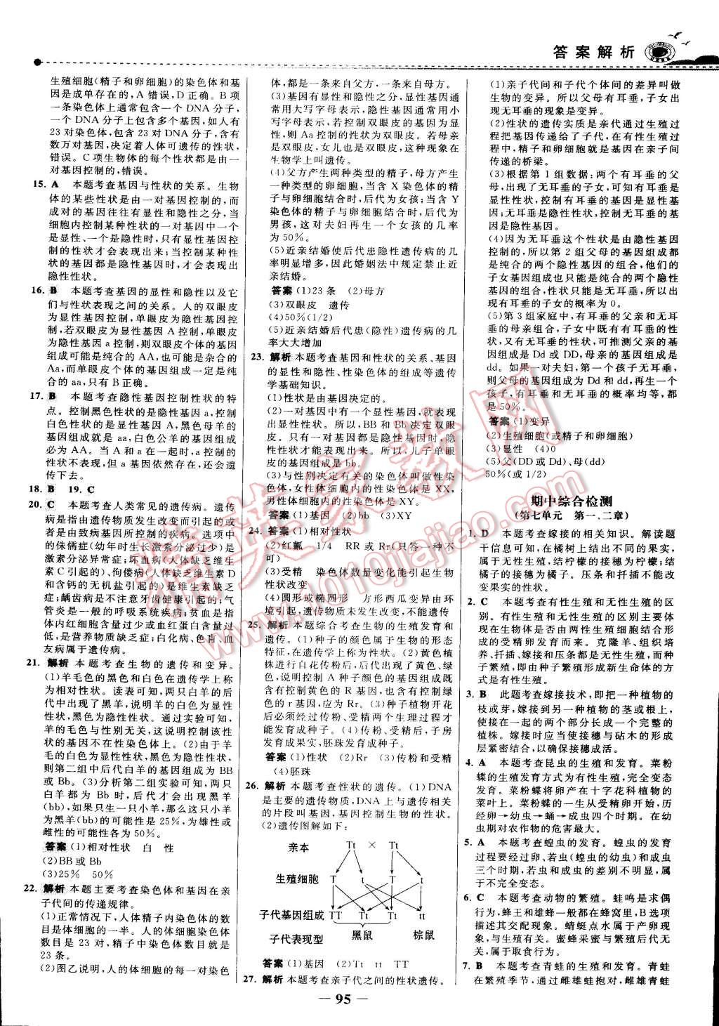 2015年世紀(jì)金榜百練百勝八年級生物下冊 第41頁