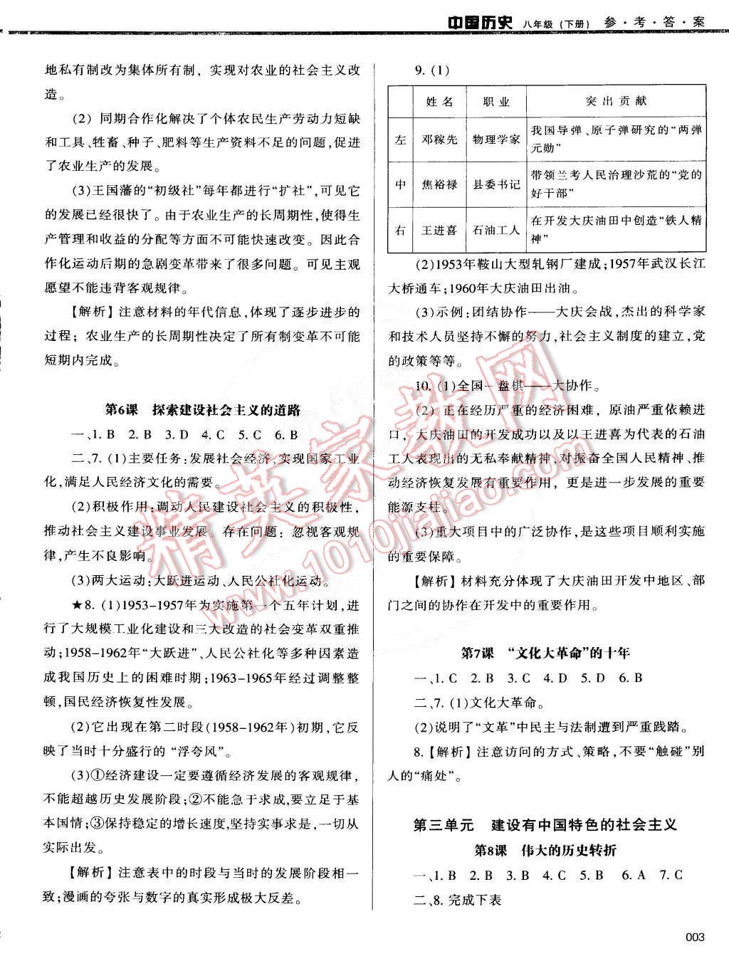 2015年学习质量监测八年级历史下册人教版 第3页