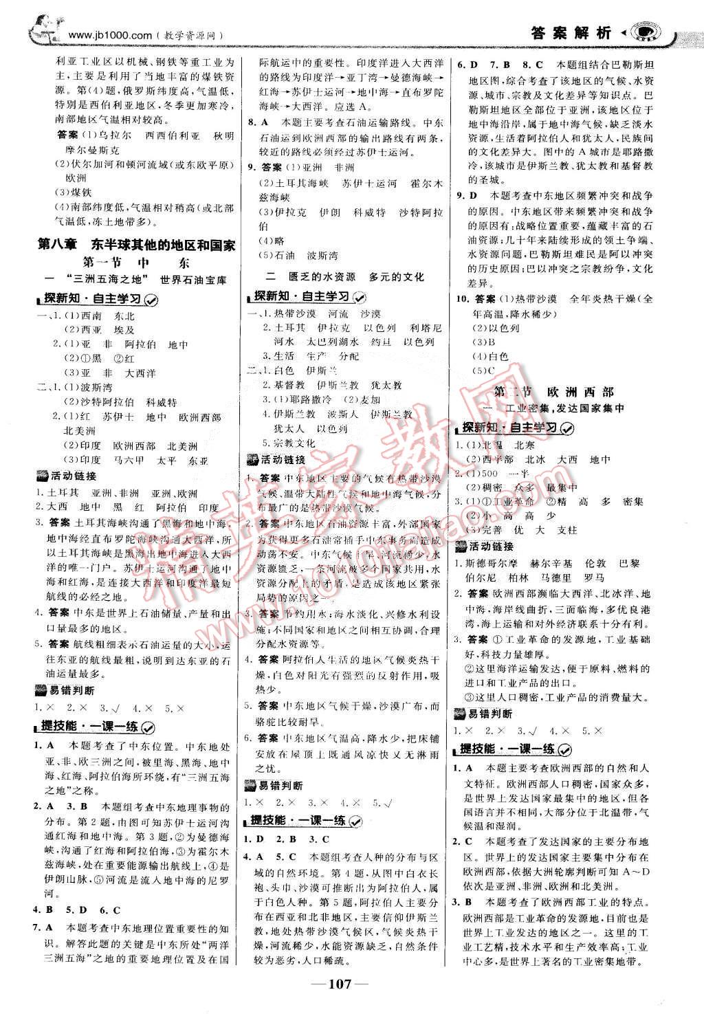 2015年世纪金榜金榜学案七年级地理下册 第6页