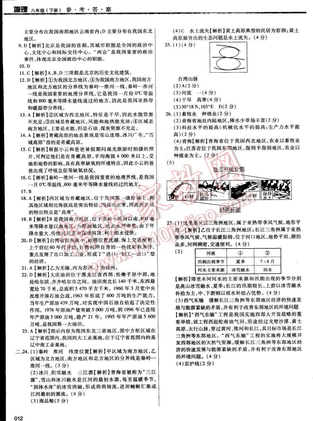 2015年学习质量监测八年级地理下册人教版 第12页