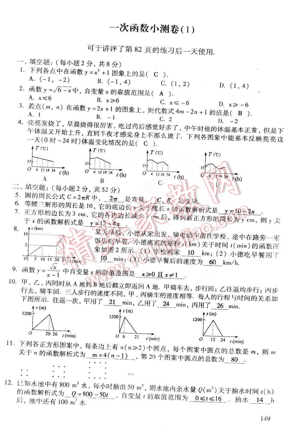 2015年初中数学活页练习八年级数学下册 第11页