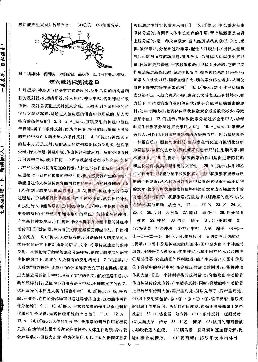 2015年新教材完全考卷七年級生物下冊人教版 第24頁