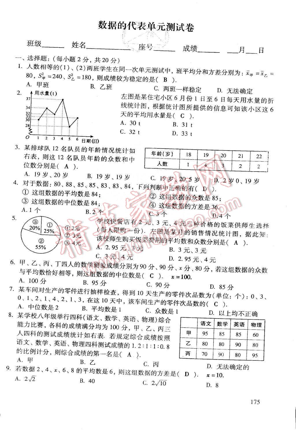 2015年初中數(shù)學(xué)活頁(yè)練習(xí)八年級(jí)數(shù)學(xué)下冊(cè) 第37頁(yè)