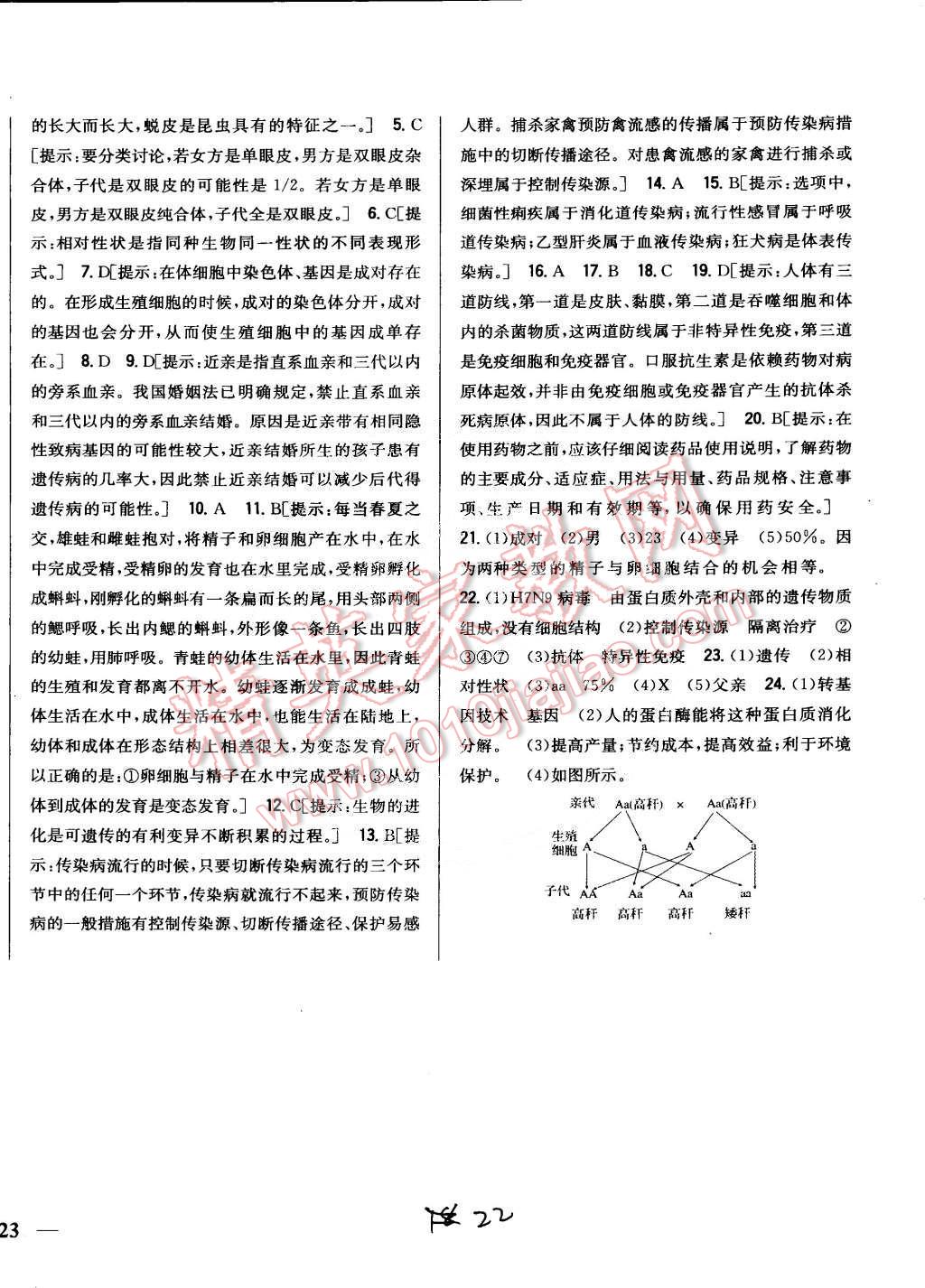 2015年全科王同步課時(shí)練習(xí)八年級生物下冊人教版 第22頁