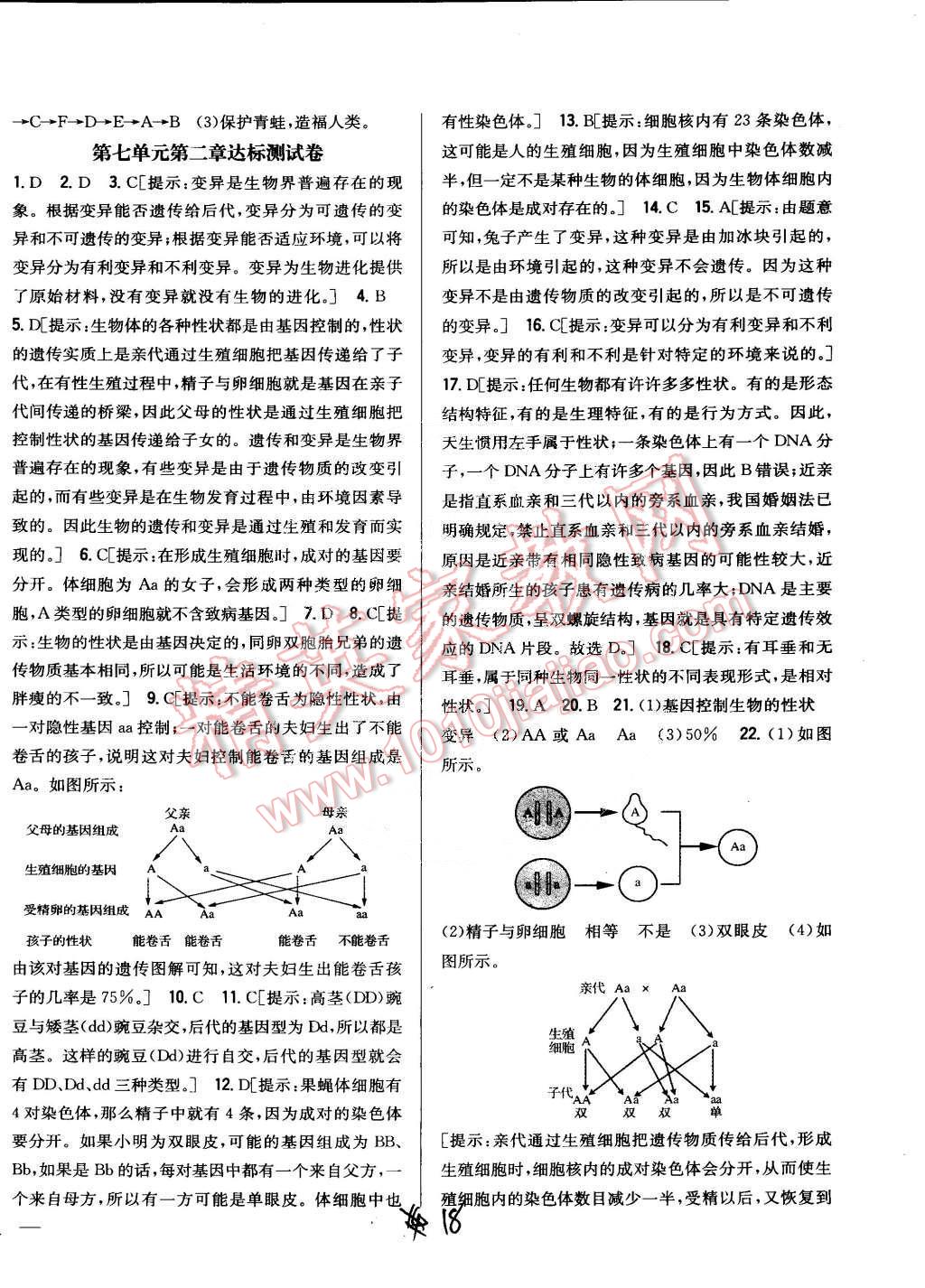 2015年全科王同步課時練習八年級生物下冊人教版 第18頁