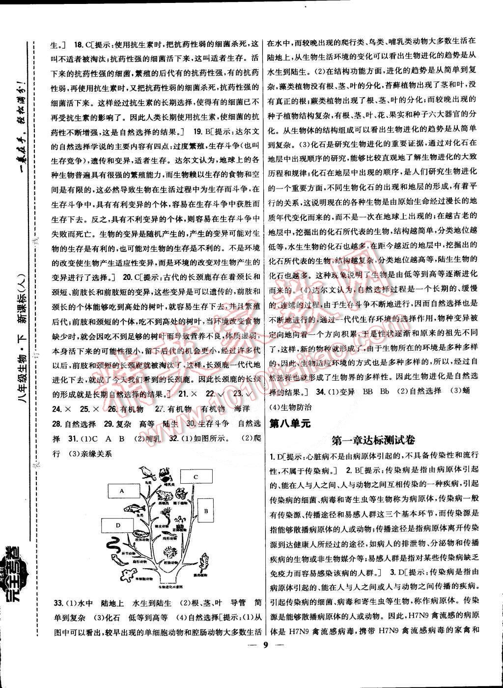 2015年新教材完全考卷八年級生物下冊人教版 第9頁