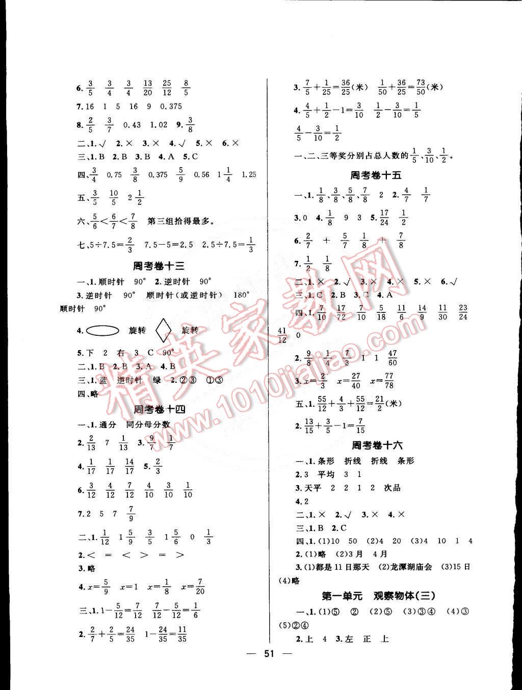 2015年天天100分小學(xué)優(yōu)化測試卷五年級數(shù)學(xué)下冊人教版 第3頁