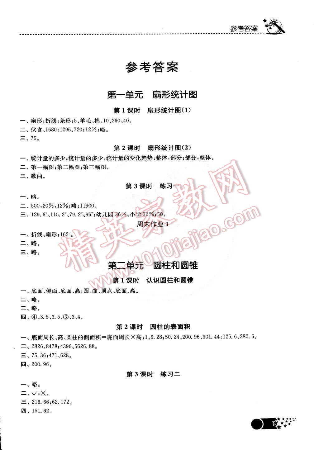 2015年名师点拨课时作业本六年级数学下册江苏版 第1页