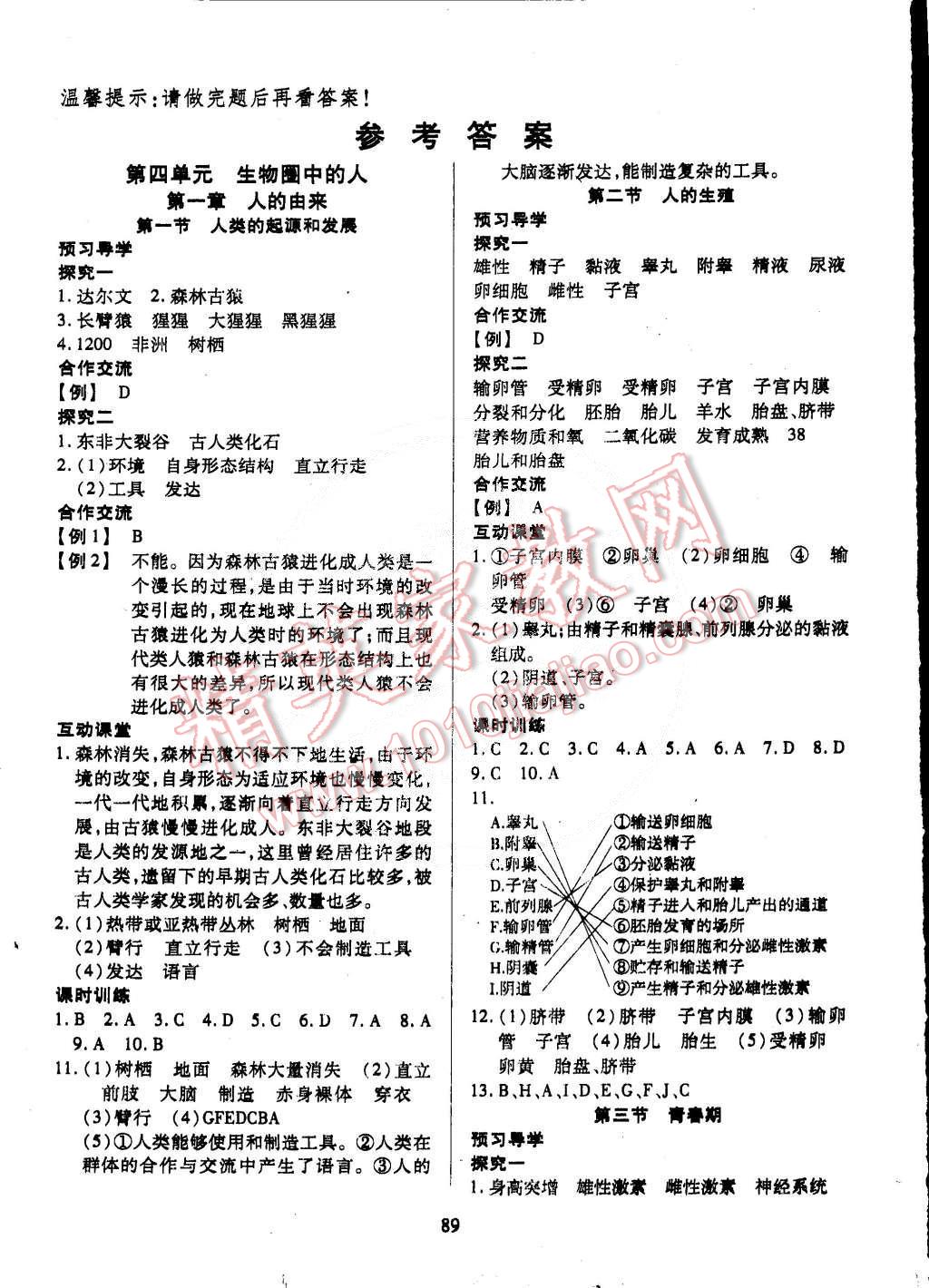 2015年有效課堂課時(shí)導(dǎo)學(xué)案七年級(jí)生物下冊(cè)人教版 第1頁(yè)