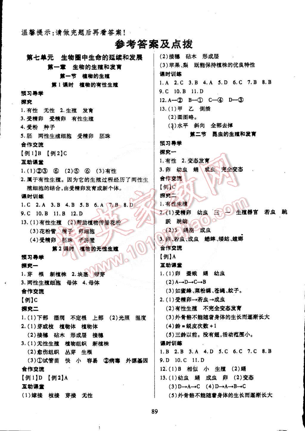 2015年有效課堂課時導(dǎo)學(xué)案八年級生物下冊人教版 第1頁