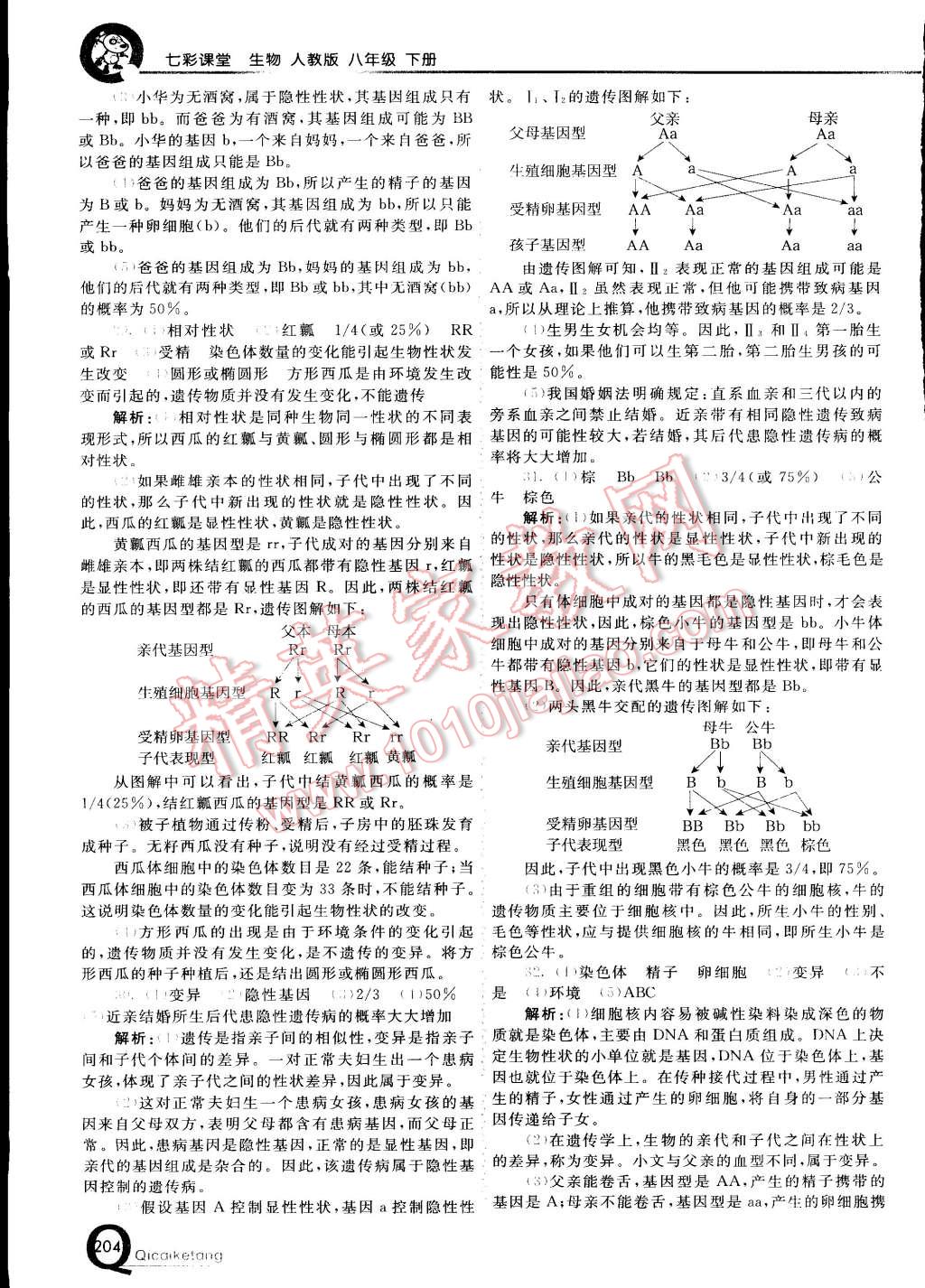 2015年初中一點(diǎn)通七彩課堂八年級(jí)生物下冊(cè)人教版 第8頁