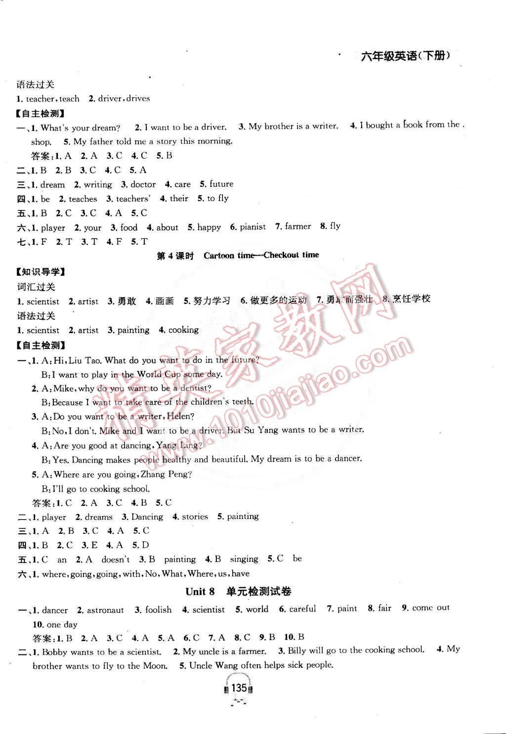 2015年金鑰匙課時(shí)學(xué)案作業(yè)本六年級(jí)英語(yǔ)下冊(cè)江蘇版 第19頁(yè)