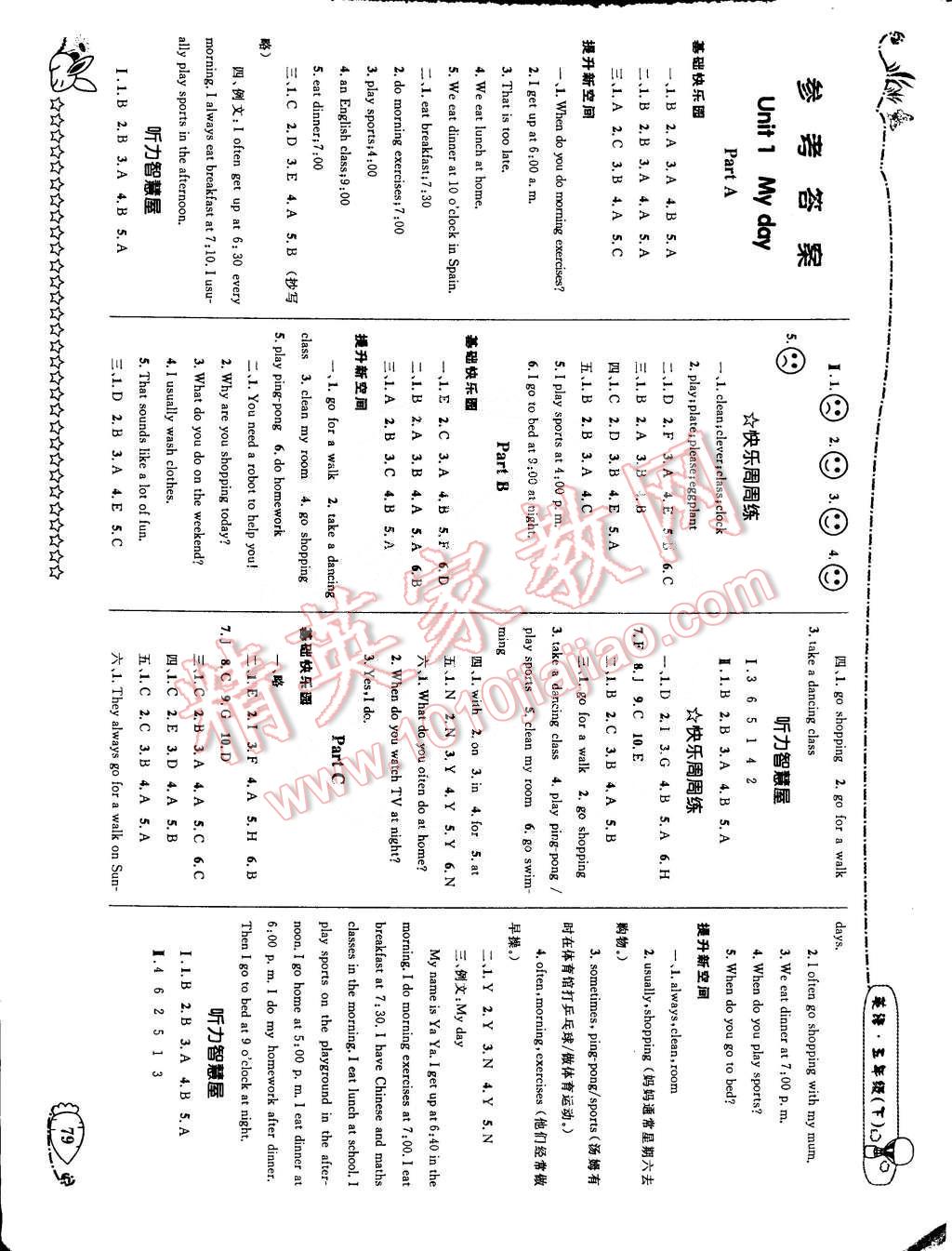 2015年天天100分優(yōu)化作業(yè)本五年級英語下冊人教版 第1頁