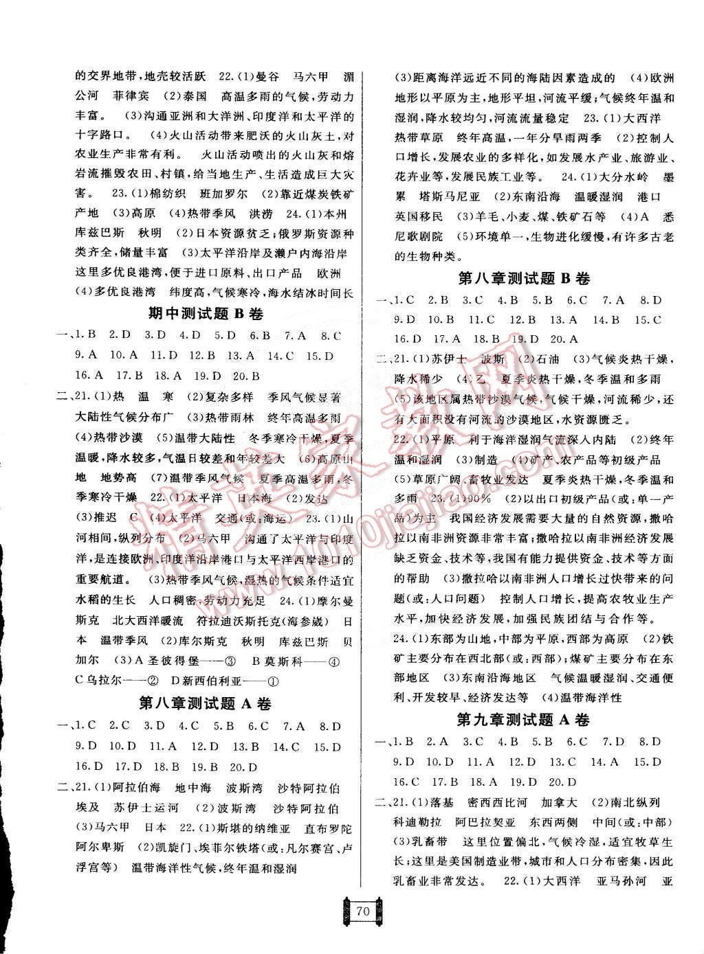 2015年海淀單元測試AB卷七年級地理下冊人教版 第2頁