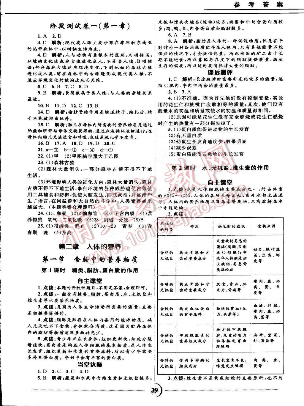 2015年奪冠百分百初中精講精練七年級(jí)生物下冊(cè)人教版 第3頁(yè)