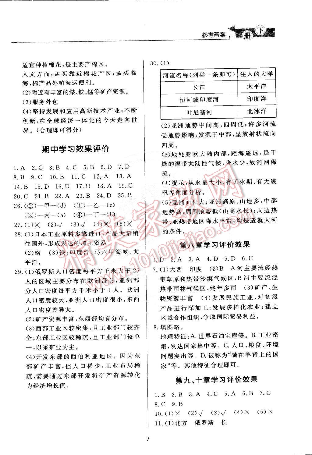 2015年新课程学习与检测七年级地理下册 第7页