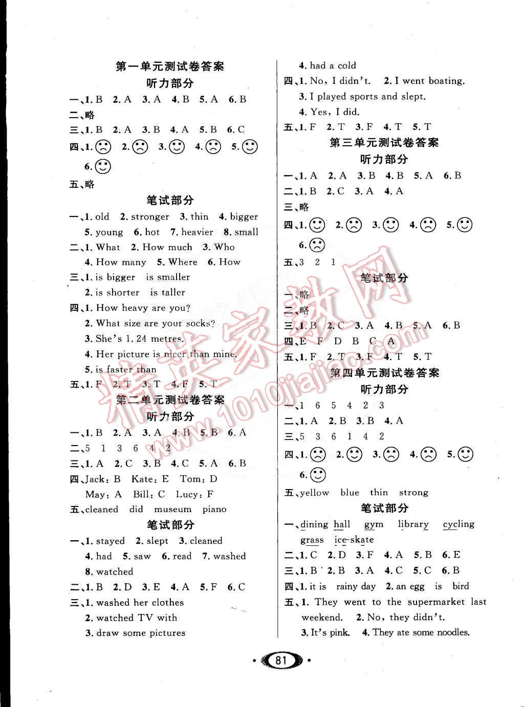 2015年1课3练培优作业本六年级英语下册人教PEP版 第7页