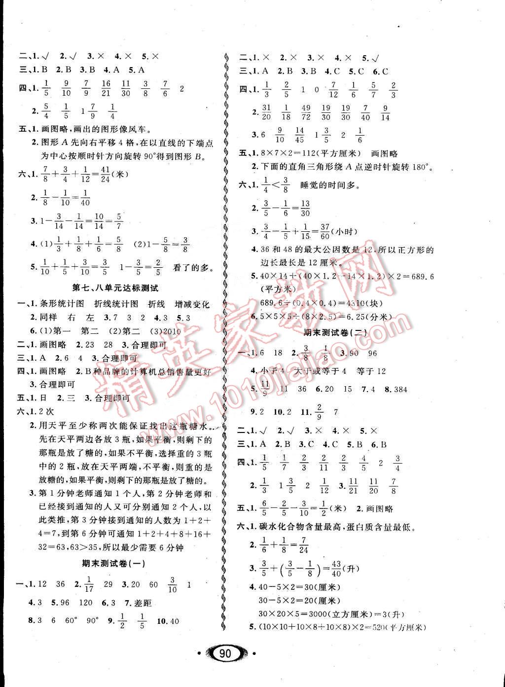 2015年1课3练培优作业本五年级数学下册人教版 第8页