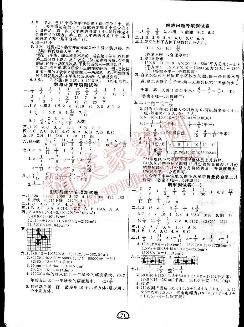 2015年創(chuàng)新考王完全試卷五年級數(shù)學下冊人教版 第3頁