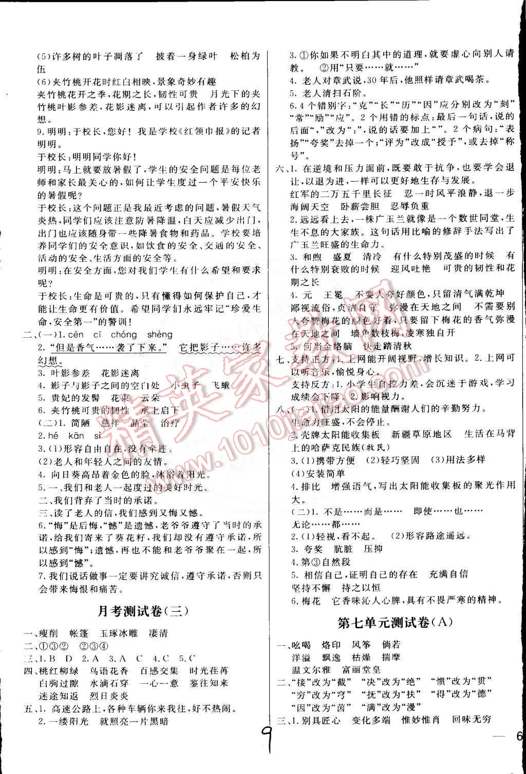 2015年亮點(diǎn)給力大試卷六年級(jí)語(yǔ)文下冊(cè)江蘇版 第9頁(yè)