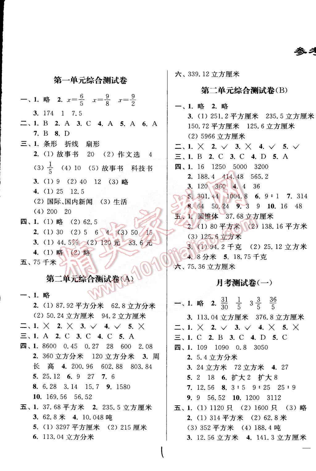 2015年亮點(diǎn)給力大試卷六年級(jí)數(shù)學(xué)下冊(cè)江蘇版 第1頁(yè)